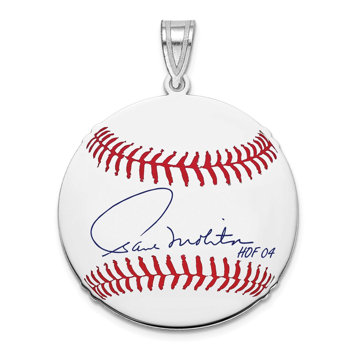 Paul Molitor Hall of Fame Signature Medium Epoxy Baseball Pendant Sterling Silver SSHF10PM04, UPC: