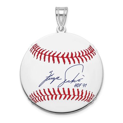 Fergie Jenkins Hall of Fame Signature Medium Epoxy Baseball Pendant Sterling Silver SSHF10FJ91, UPC: