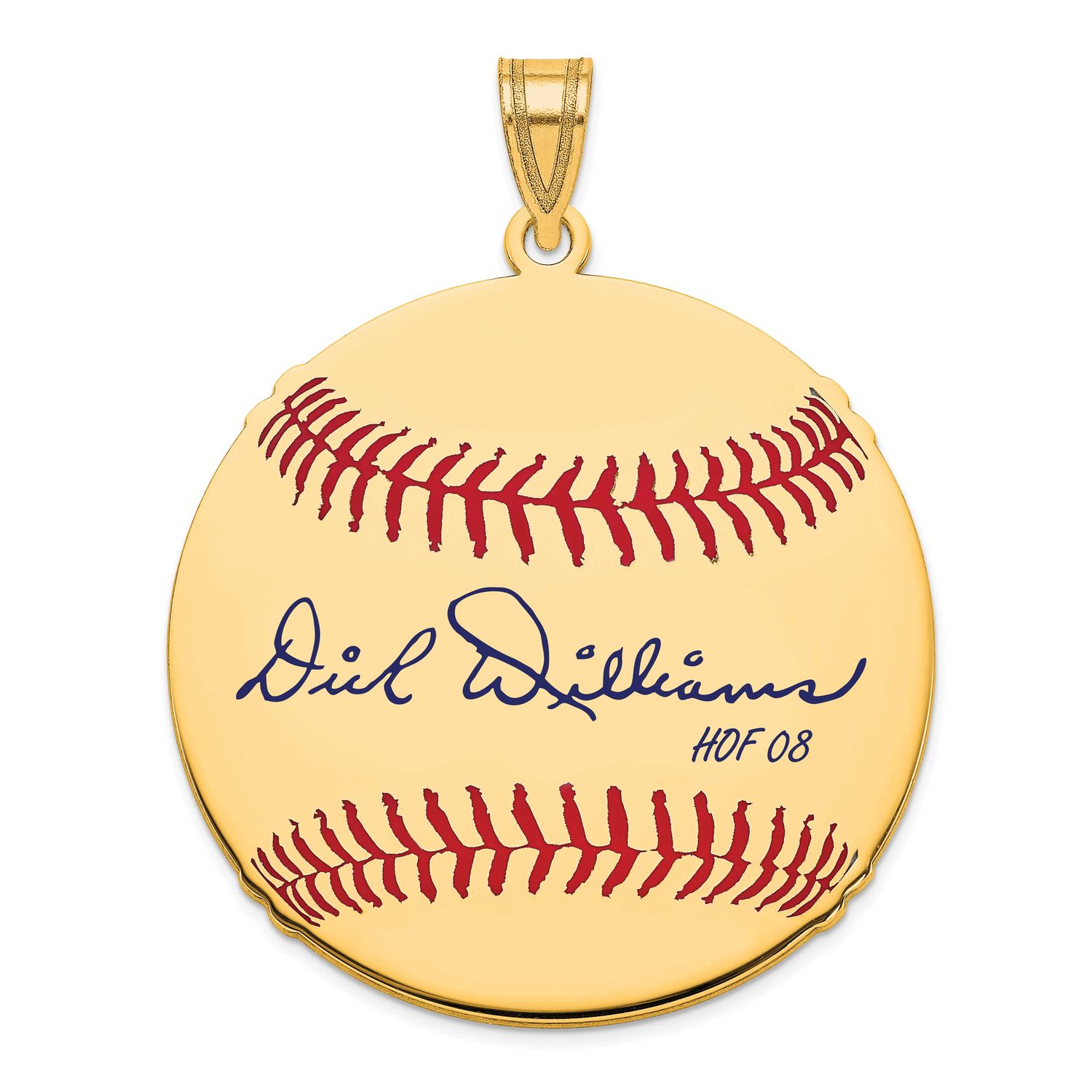 Dick Williams Hall of Fame Signature Large Epoxy Baseball Pendant Gold-plated Sterling Silver GPHF0…