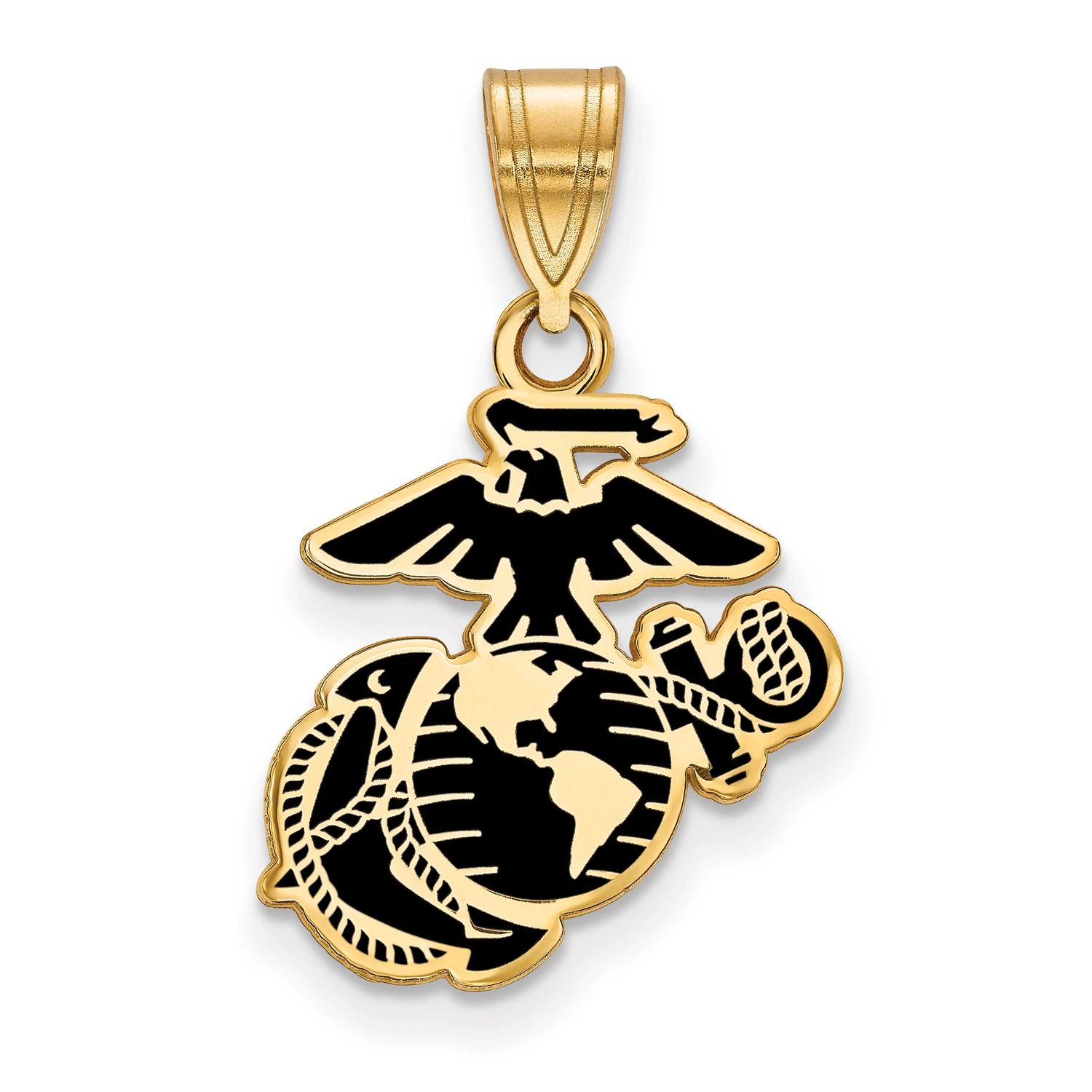 Medium U.S. Marine Corps Epoxied Pendant Gold-plated Sterling Silver GP019USMC, UPC: 191101484223