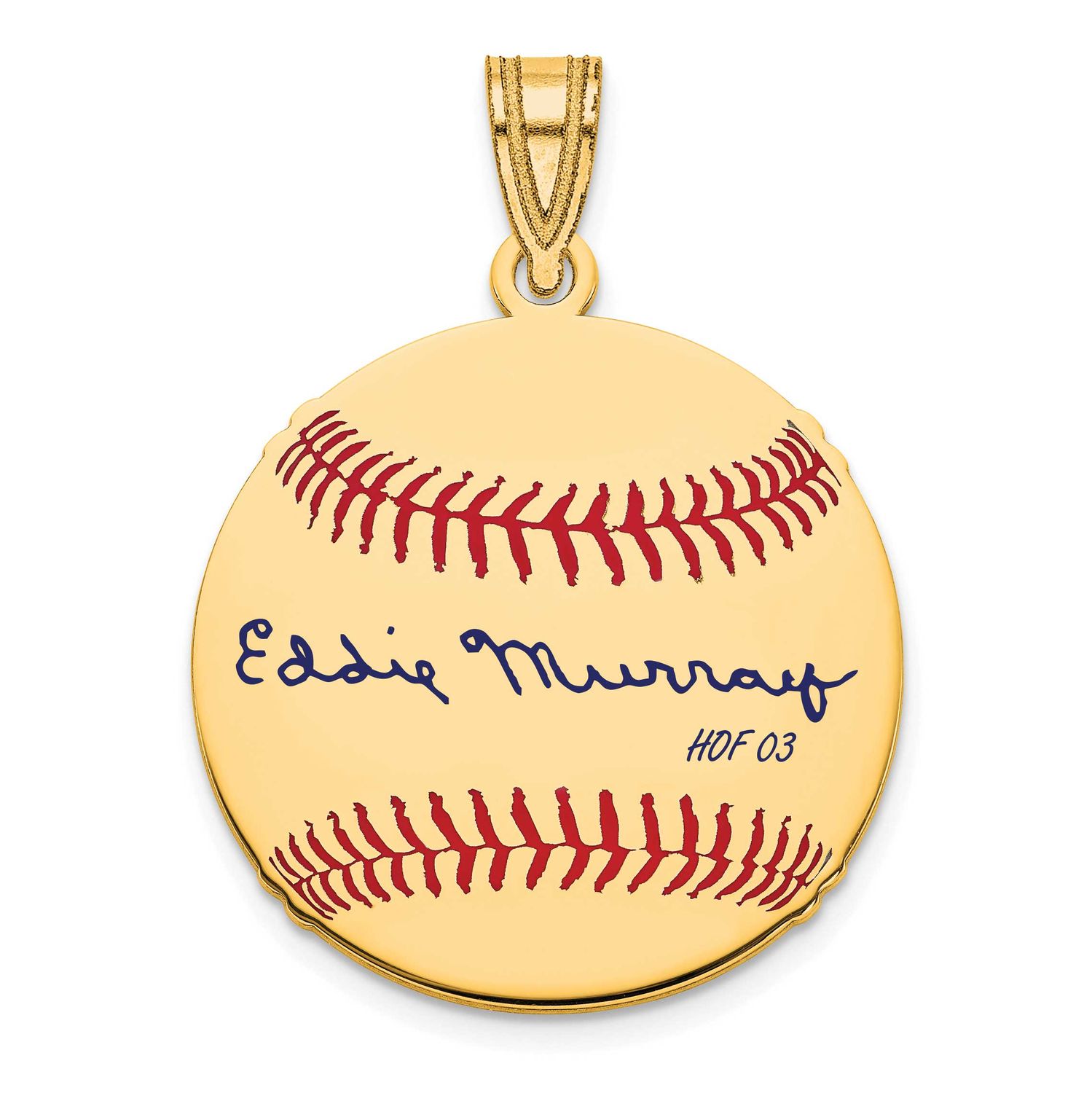 Eddie Murray Hall of Fame Signature Small Epoxy Baseball Pendant 14k Gold 4YHF11EM03, UPC: