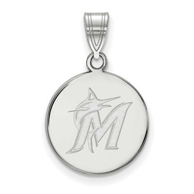 MLB Miami Marlins Letter M And Marlin Medium Disc Pendant 10k White Gold 1W014MIN, UPC: 886774779966