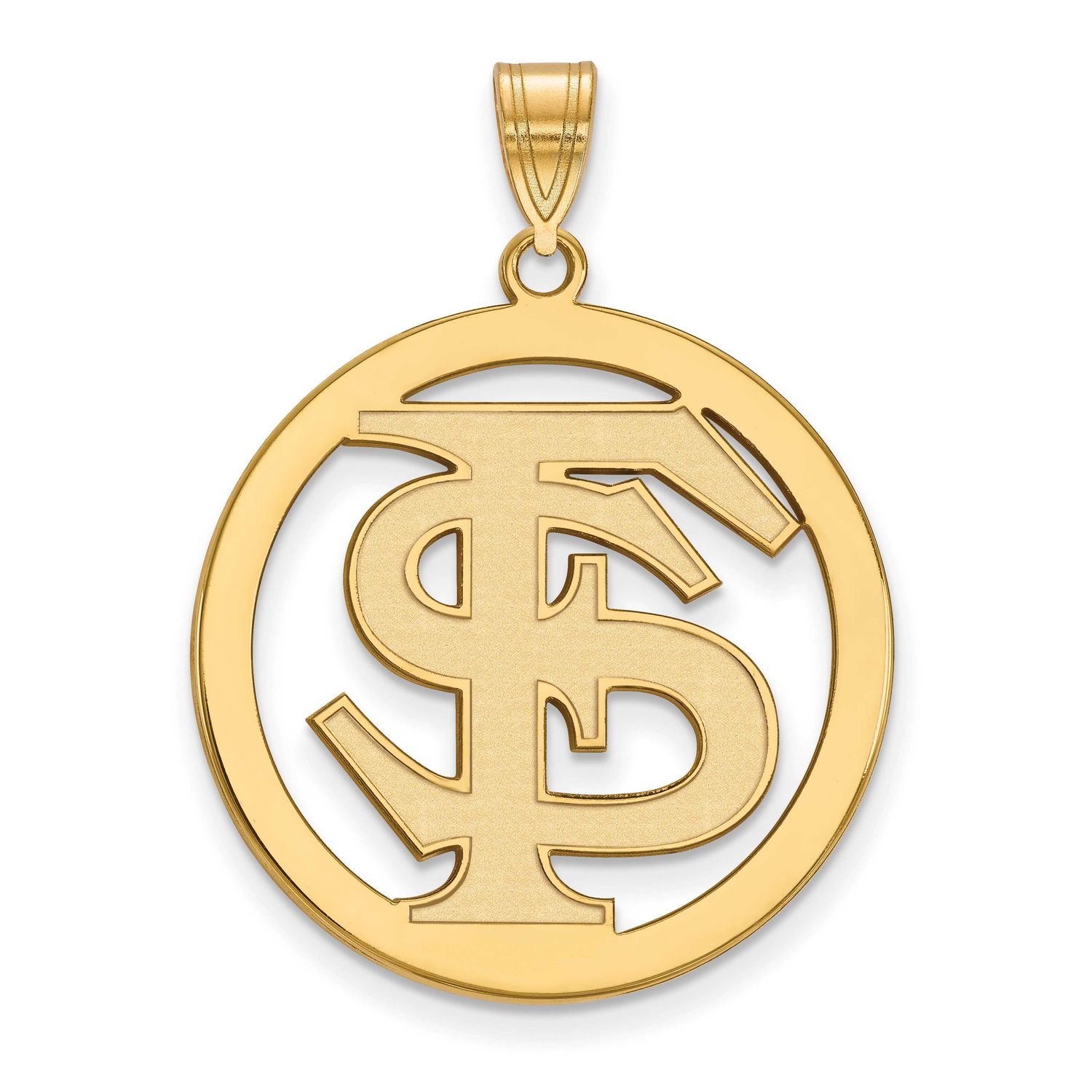 Florida State University F-S Extra Large Circle Pendant 10k Gold 1Y034FSU, UPC: 191101780585