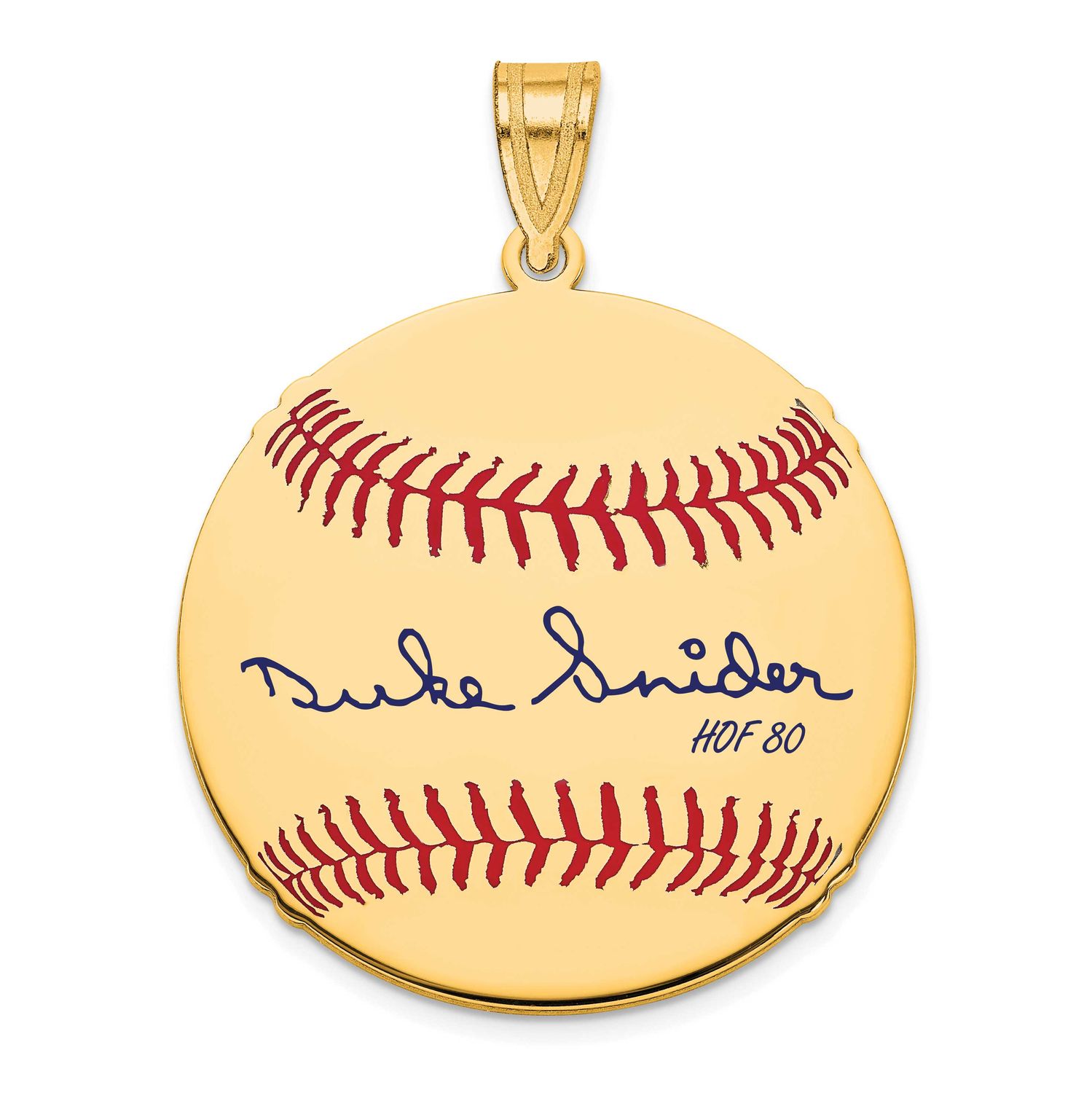 Duke Snider Hall of Fame Signature Medium Epoxy Baseball Pendant 14k Gold 4YHF10DS80, UPC: