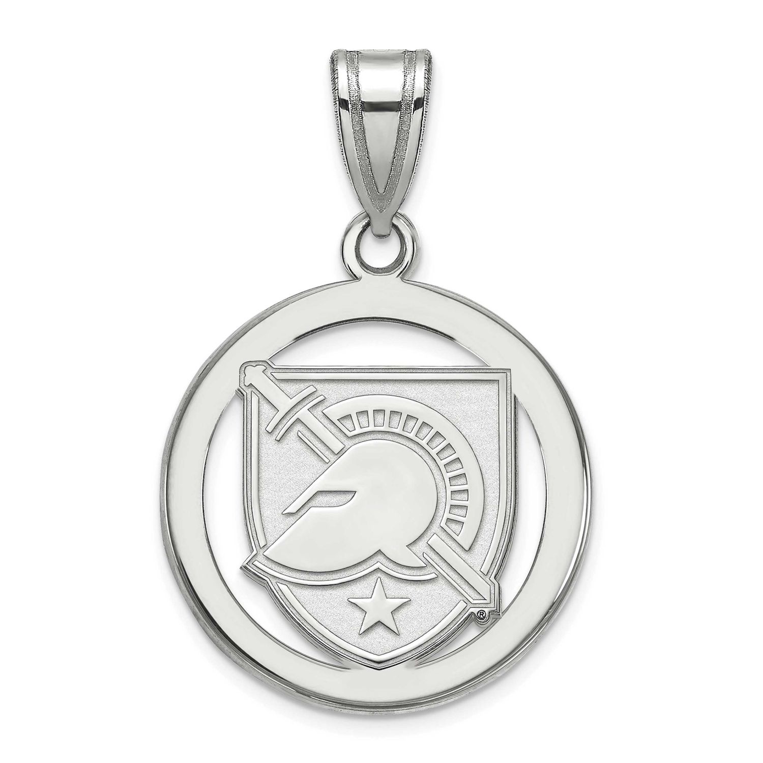 U.S. Military Academy Letter A Medium Circle Pendant Sterling Silver Rhodium-plated SS020USMA, UPC:…