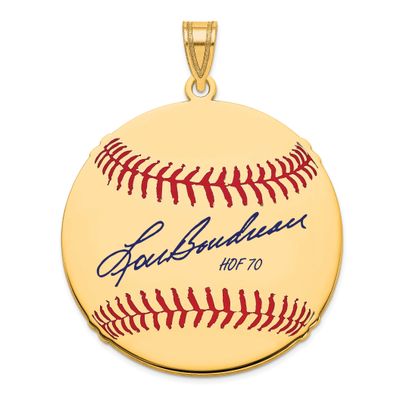 Lou Boudreau Hall of Fame Signature Large Epoxy Baseball Pendant Gold-plated Sterling Silver GPHF02…
