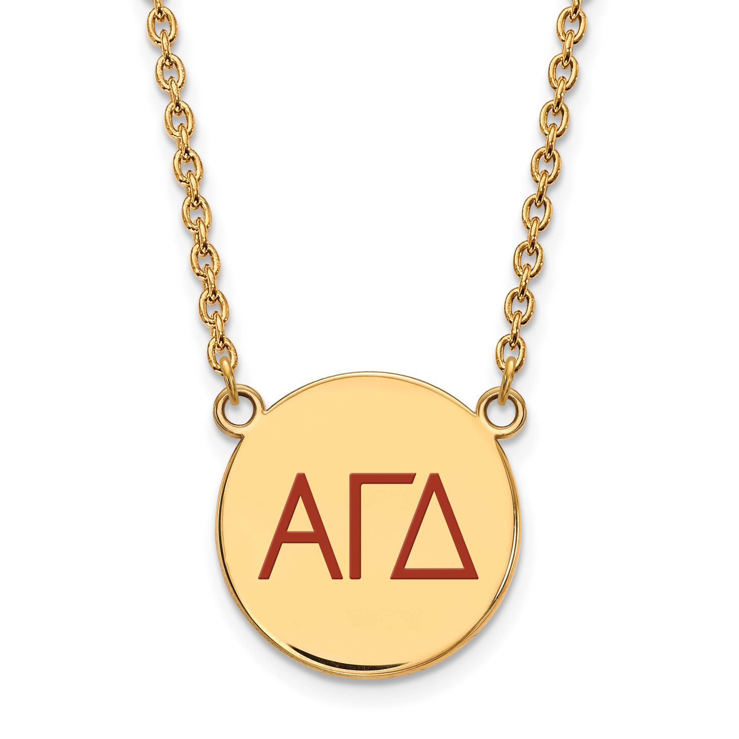 Alpha Gamma Delta Large Enl Pend with Necklace Gold-plated Sterling Silver GP028AGD-18, UPC: 886774…