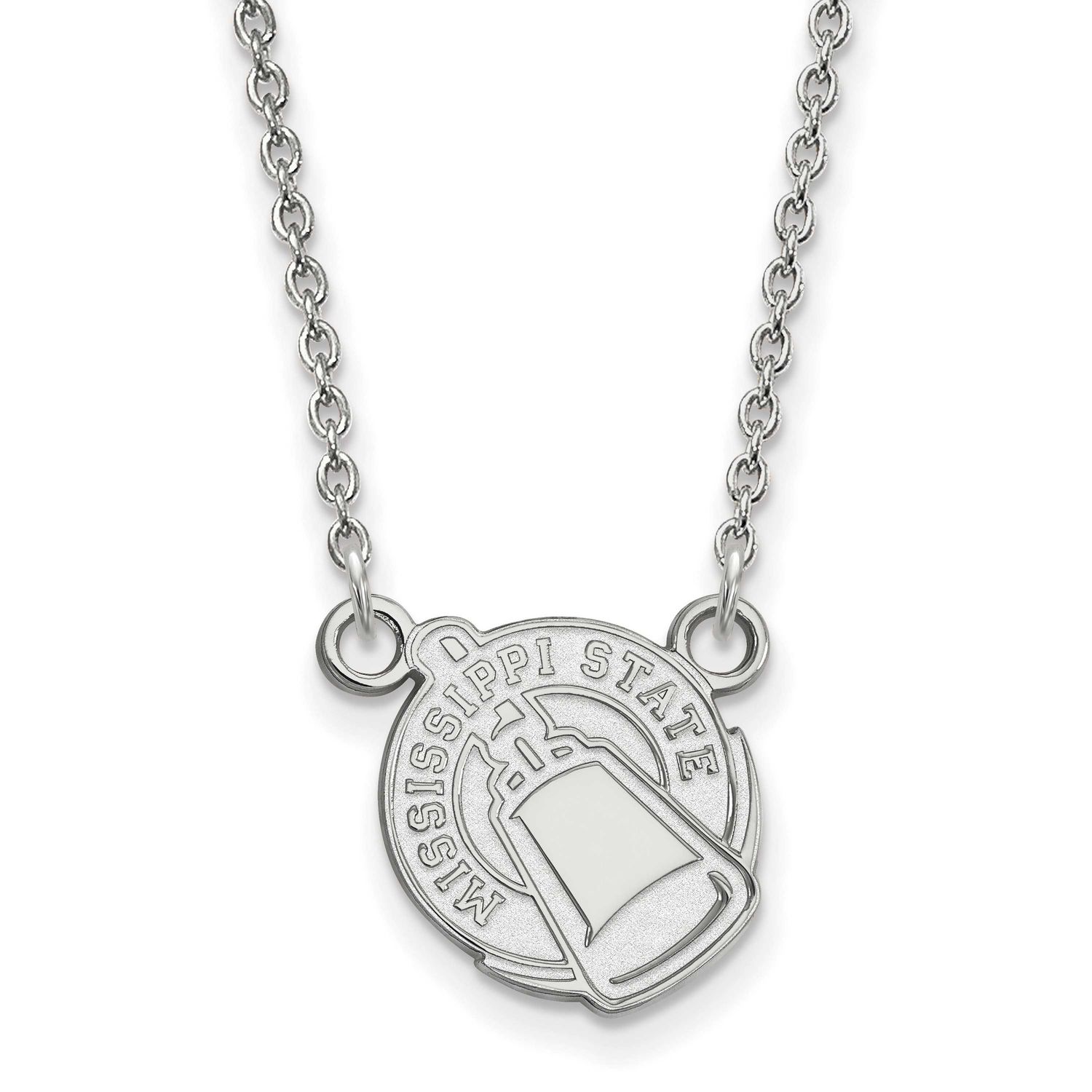 Mississippi State University Small Pendant with Necklace 10k White Gold 1W056MSS-18, UPC: 886774790…