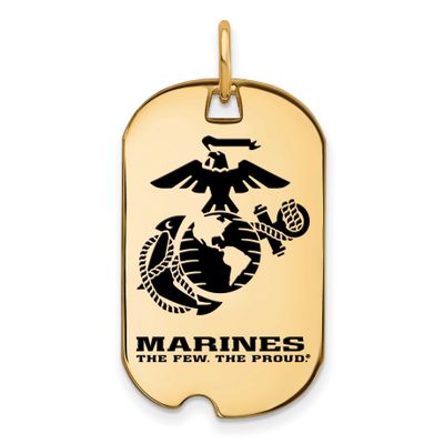 U.S. Marine Corps Epoxied Small Dog Tag Gold-plated Sterling Silver GP033USMC, UPC: 191101484049