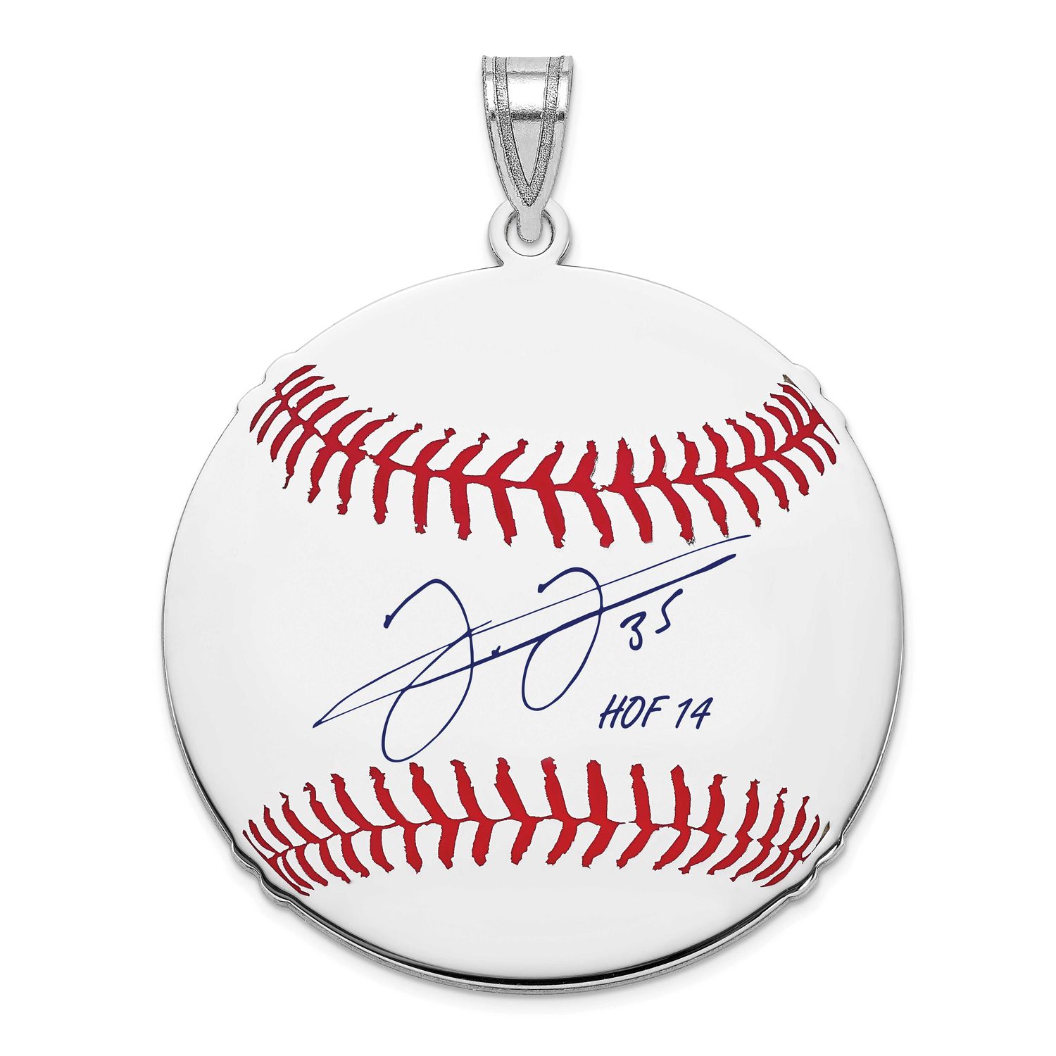 Frank Thomas Hall of Fame Signature Large Epoxy Baseball Pendant Sterling Silver SSHF02FT14, UPC: