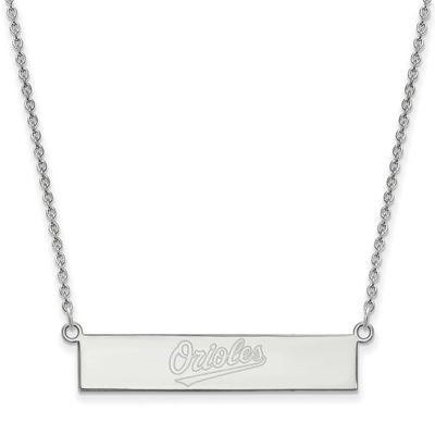 MLB Baltimore Orioles Team Script Small Bar 18 Inch Necklace Sterling Silver Rhodium-plated SS041OR…