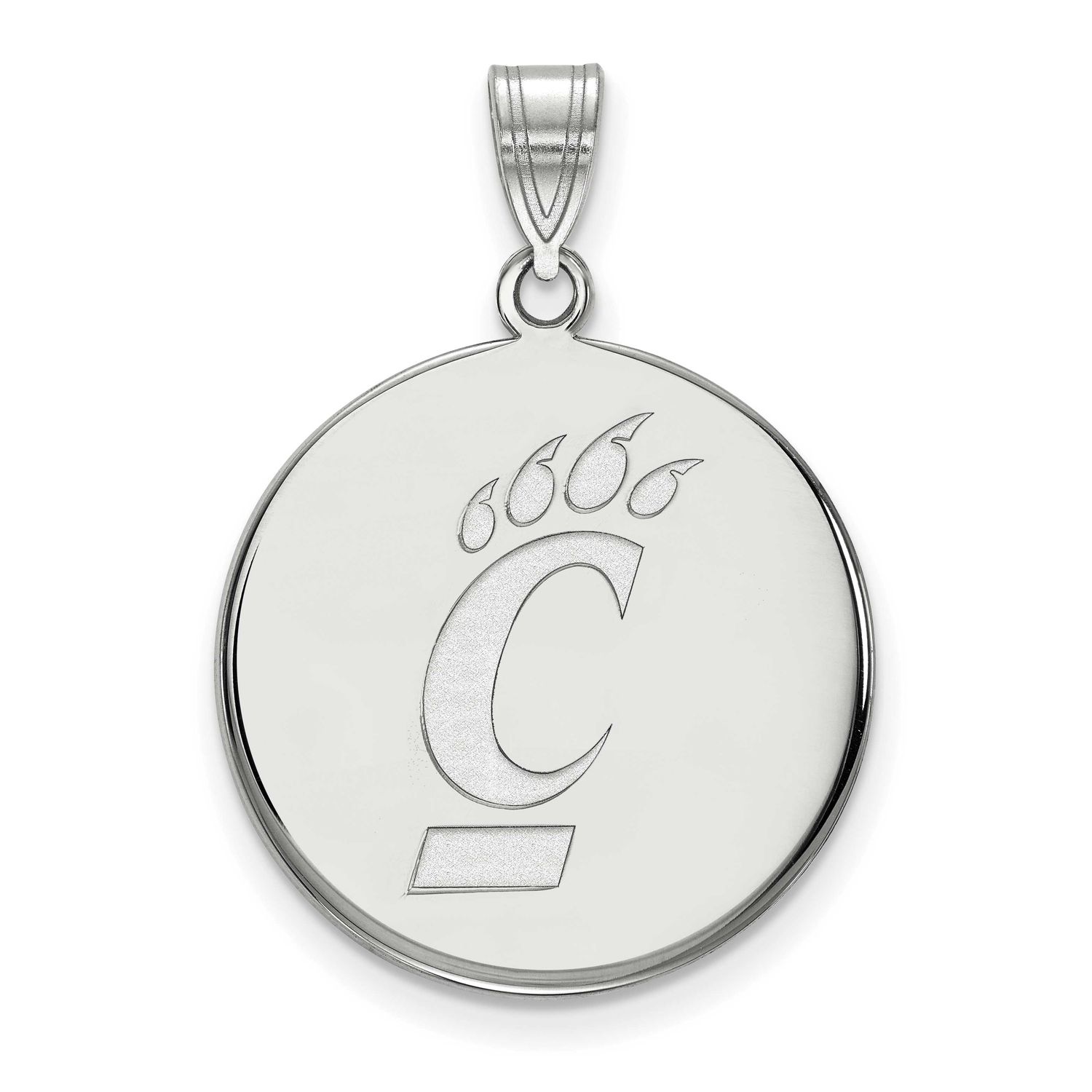 University of Cincinnati Large Disc Pendant Sterling Silver Rhodium-plated SS047UC, UPC: 8867747050…