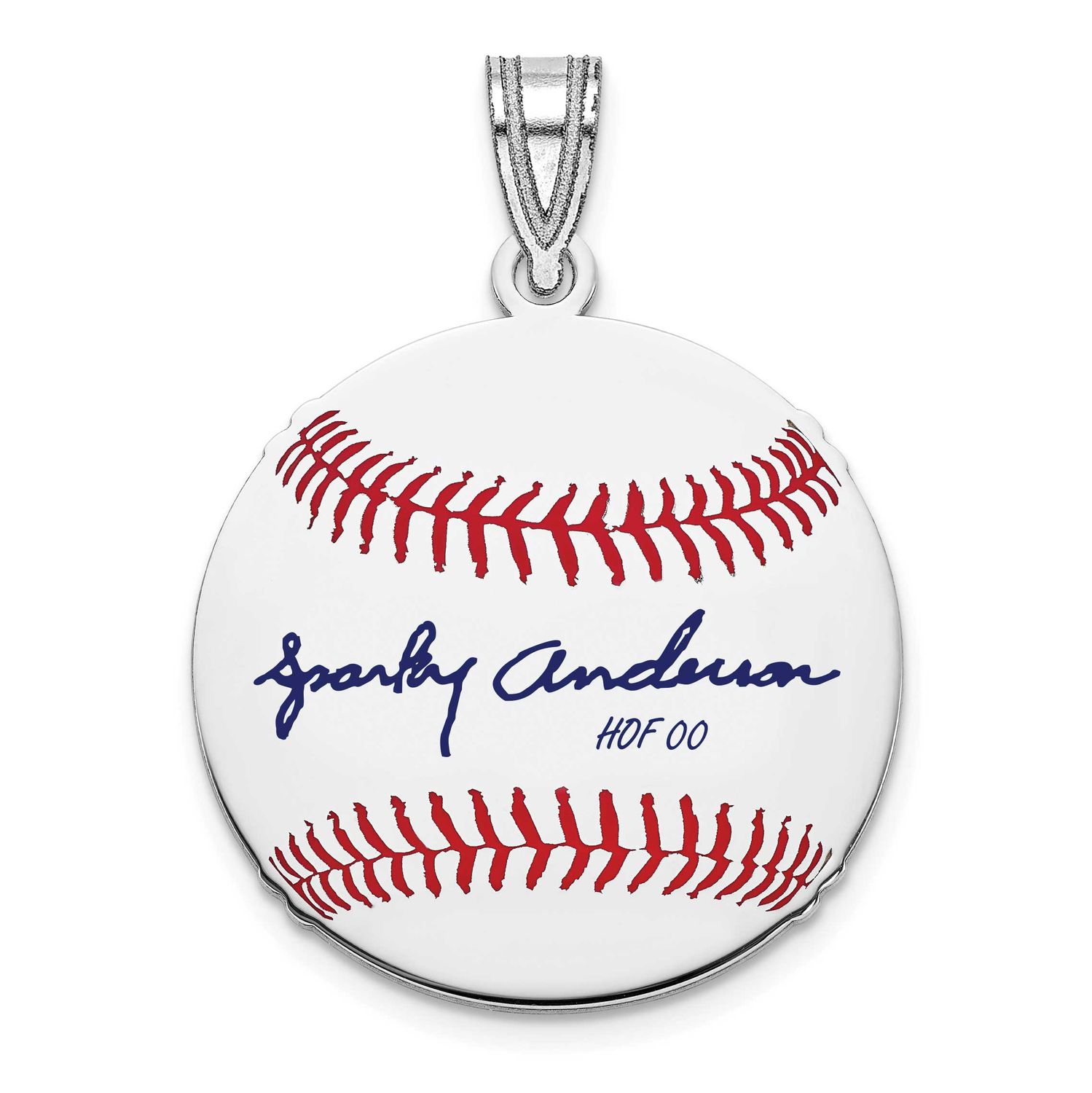 Sparky Anderson Hall of Fame Signature Small Epoxy Baseball Pendant Sterling Silver SSHF11SA00, UPC: