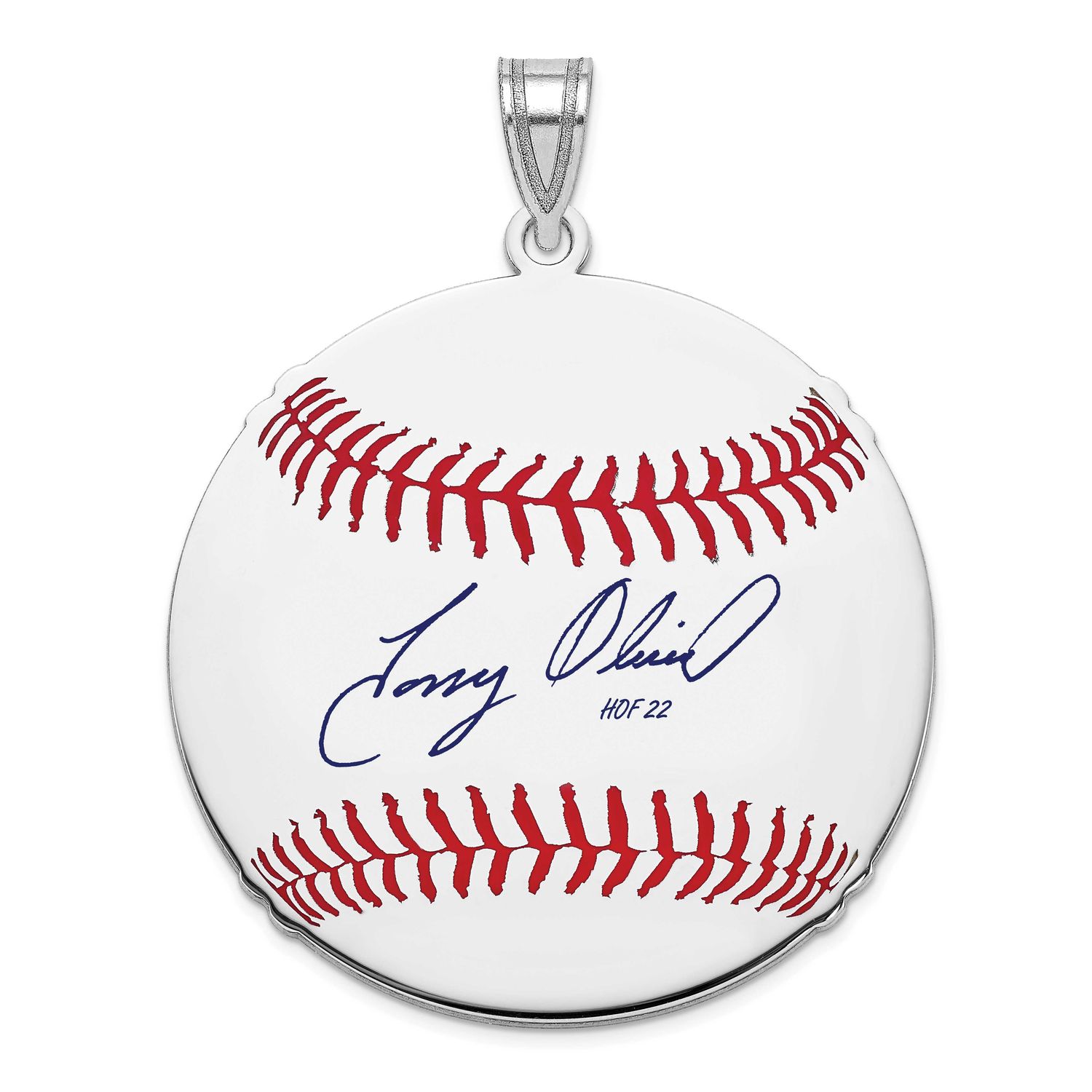 Tony Oliva Hall of Fame Signature Large Epoxy Baseball Pendant Sterling Silver SSHF02TO22, UPC: