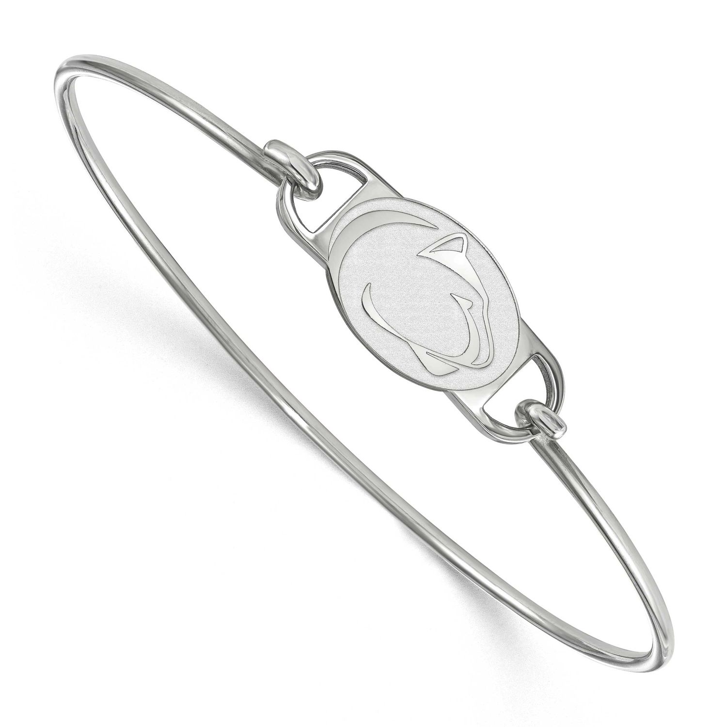 Penn State University Lion Small Center 7 Inch Wire Bangle Sterling Silver Rhodium-plated SS026PSU-…