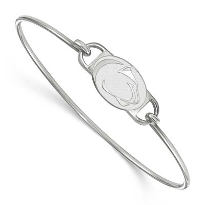 Penn State University Lion Small Center 7 Inch Wire Bangle Sterling Silver Rhodium-plated SS026PSU-…