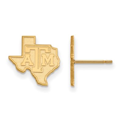 Texas A And M University State Outline Small Post Earrings 10k Gold 1Y047TAM, UPC: 886774818603