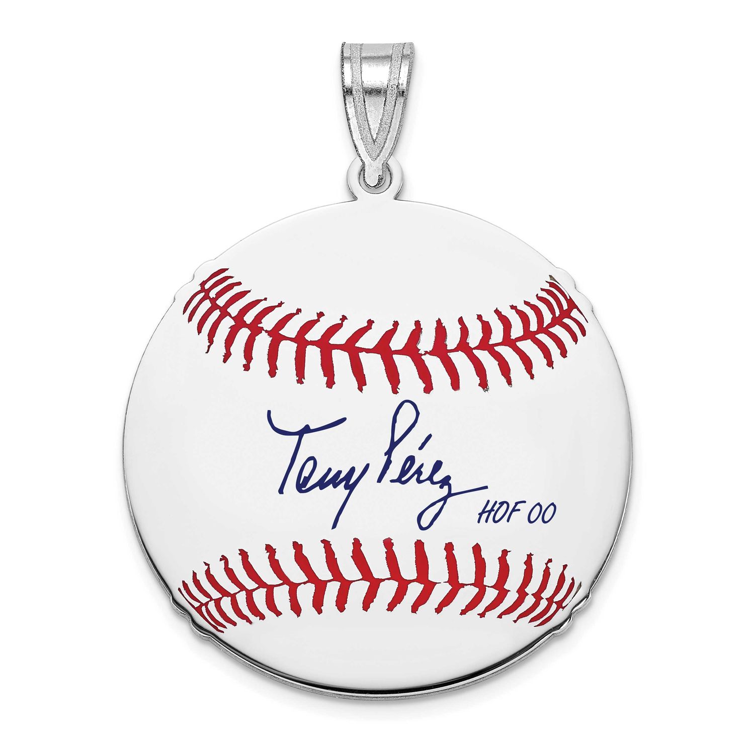 Tony Pcrez Hall of Fame Signature Medium Epoxy Baseball Pendant Sterling Silver SSHF10TP00, UPC: