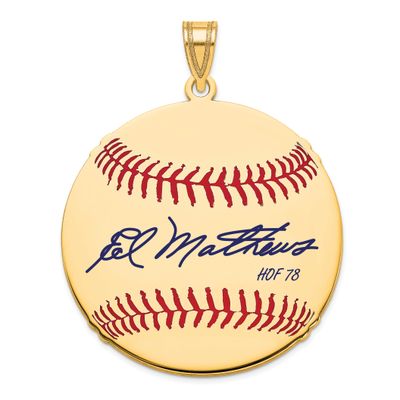 Eddie Mathews Hall of Fame Signature Large Epoxy Baseball Pendant 14k Gold 4YHF02EM78, UPC: