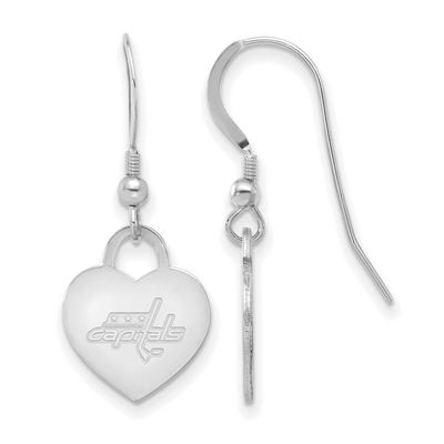NHL Washington Capitals Heart Dangle Earrings Sterling Silver Rhodium-plated SS128CAP, UPC: 1969041…