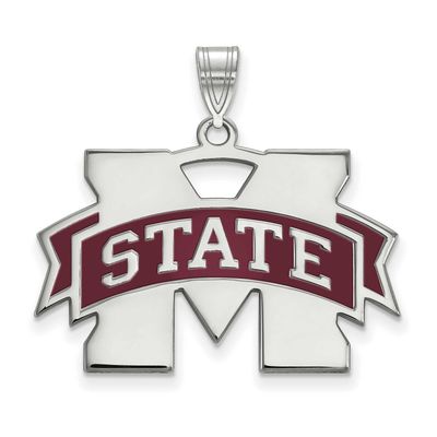 Mississippi State University Small Enamel Pendant Sterling Silver Rhodium-plated SS076MSS, UPC: 191…