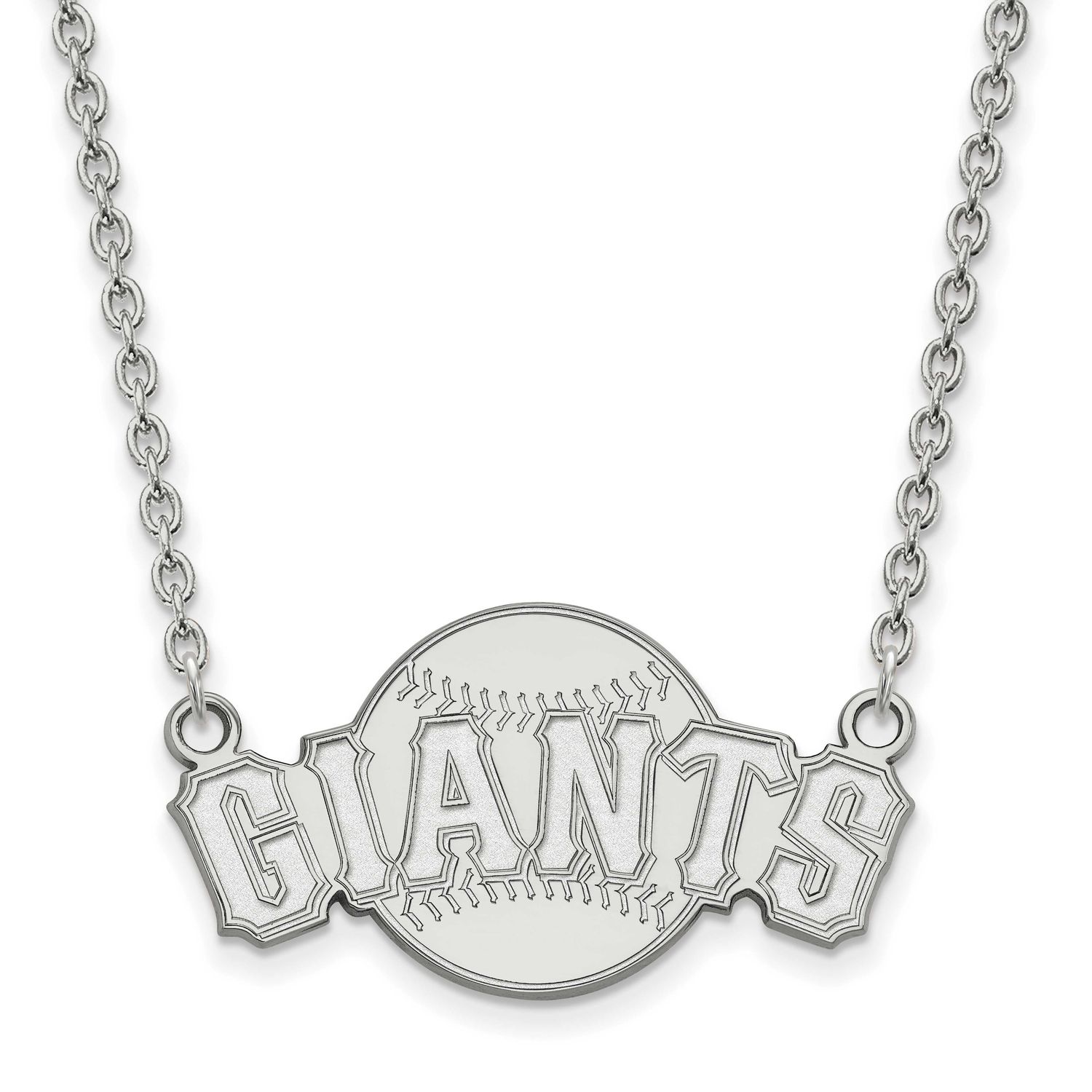MLB San Francisco Giants Baseball Large Pendant 18 Inch Necklace Sterling Silver Rhodium-plated SS0…