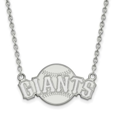 MLB San Francisco Giants Baseball Large Pendant 18 Inch Necklace Sterling Silver Rhodium-plated SS0…