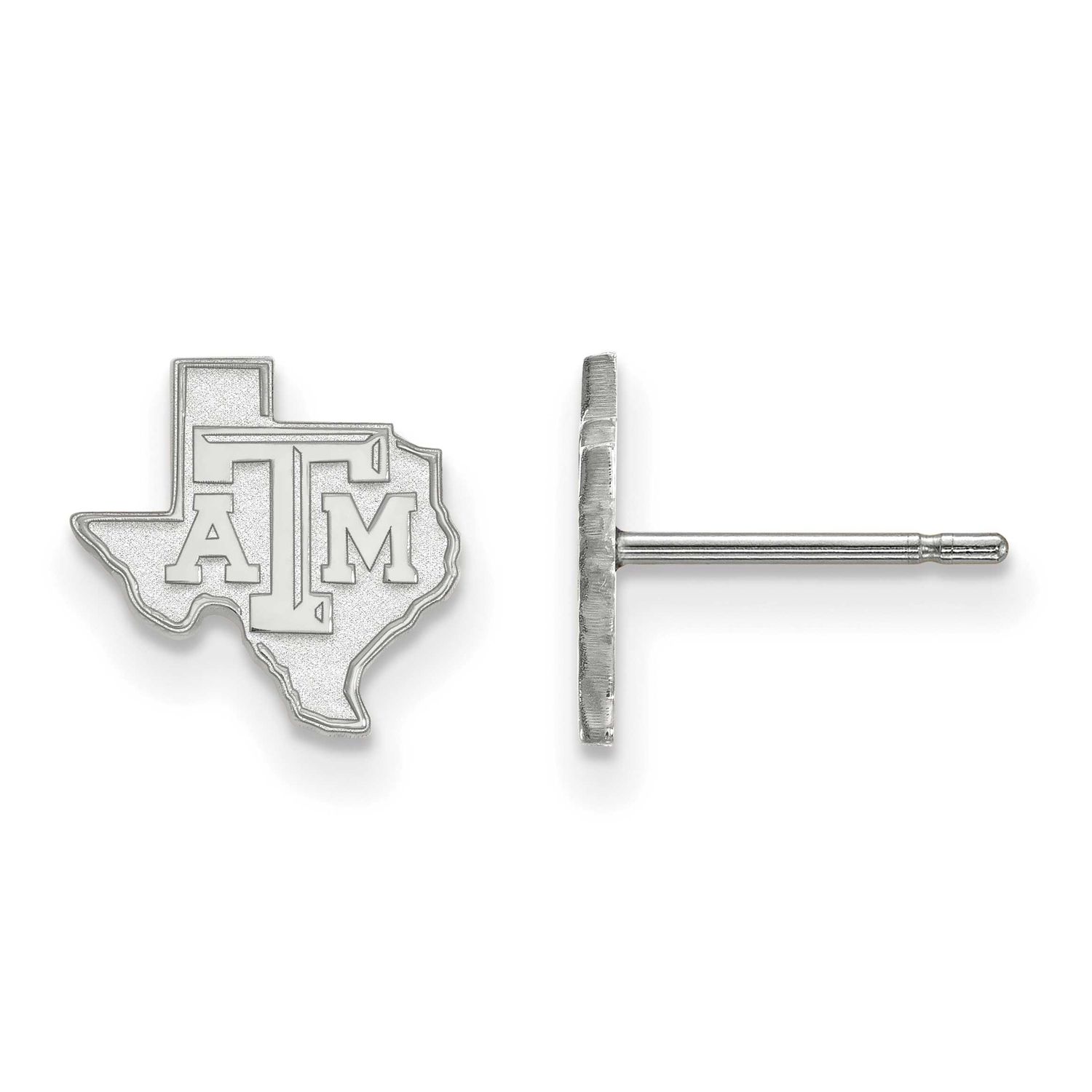 Texas A And M University State Outline Extra Small Post Earrings Sterling Silver Rhodium-plated SS0…