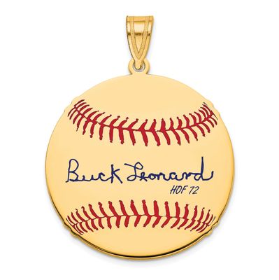 Buck Leonard Hall of Fame Signature Medium Epoxy Baseball Pendant Gold-plated Sterling Silver GPHF1…