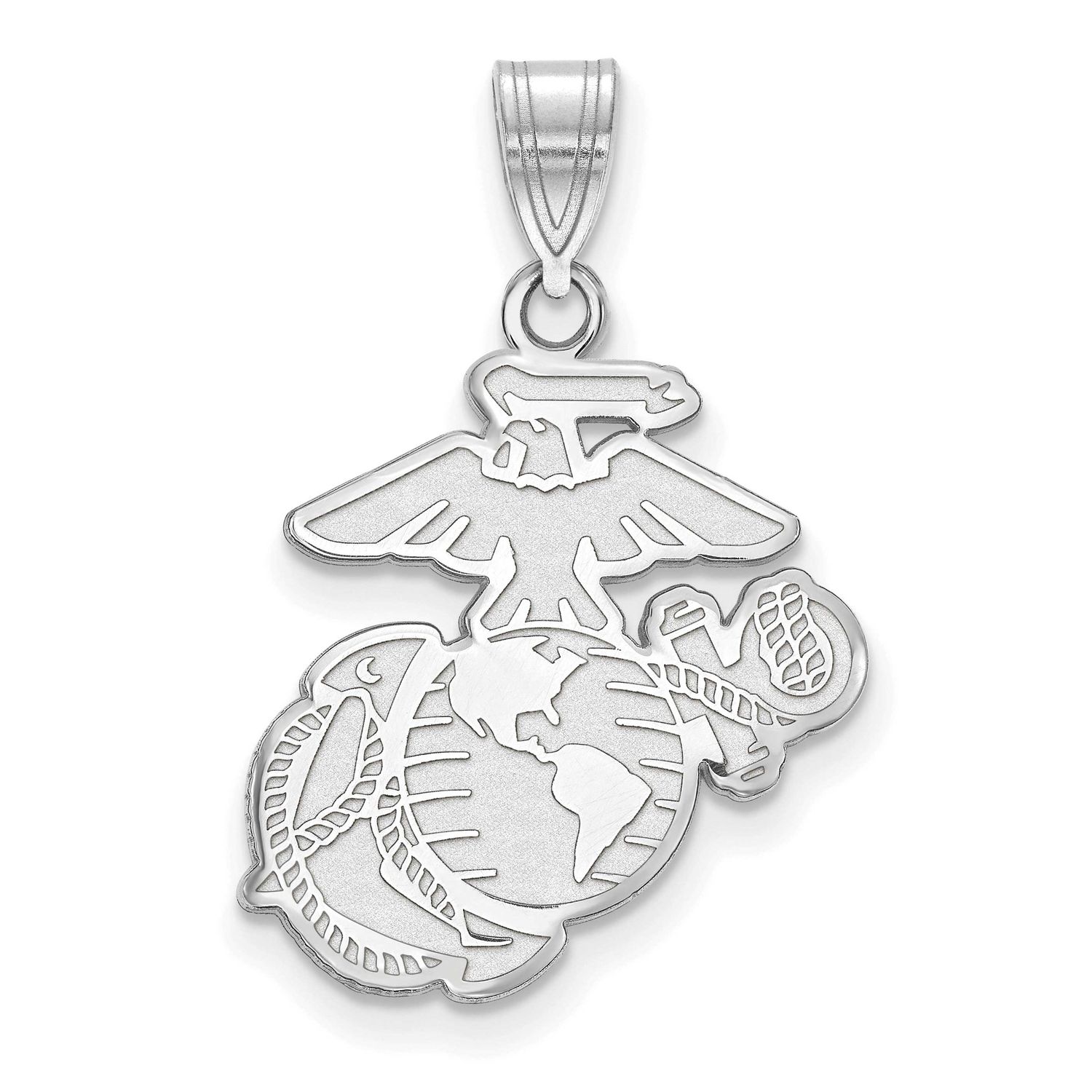 Large U.S. Marine Corps Pendant 14k White Gold 4W003USMC, UPC: 191101484391