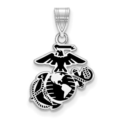 Medium U.S. Marine Corps Epoxied Pendant Sterling Silver Rhodium-plated SS019USMC, UPC: 191101484100