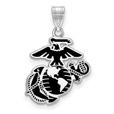 Large U.S. Marine Corps Epoxied Pendant Sterling Silver Rhodium-plated SS020USMC, UPC: 191101484094