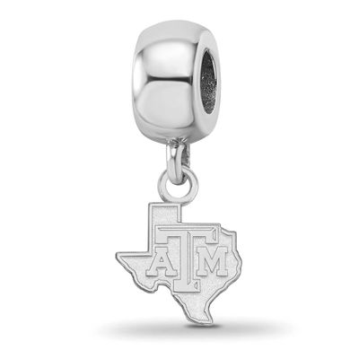 Texas A And M University State Outline Extra Small Dangle Bead Charm Sterling Silver Rhodium-plated…