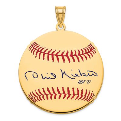 Phil Niekro Hall of Fame Signature Large Epoxy Baseball Pendant Gold-plated Sterling Silver GPHF02P…