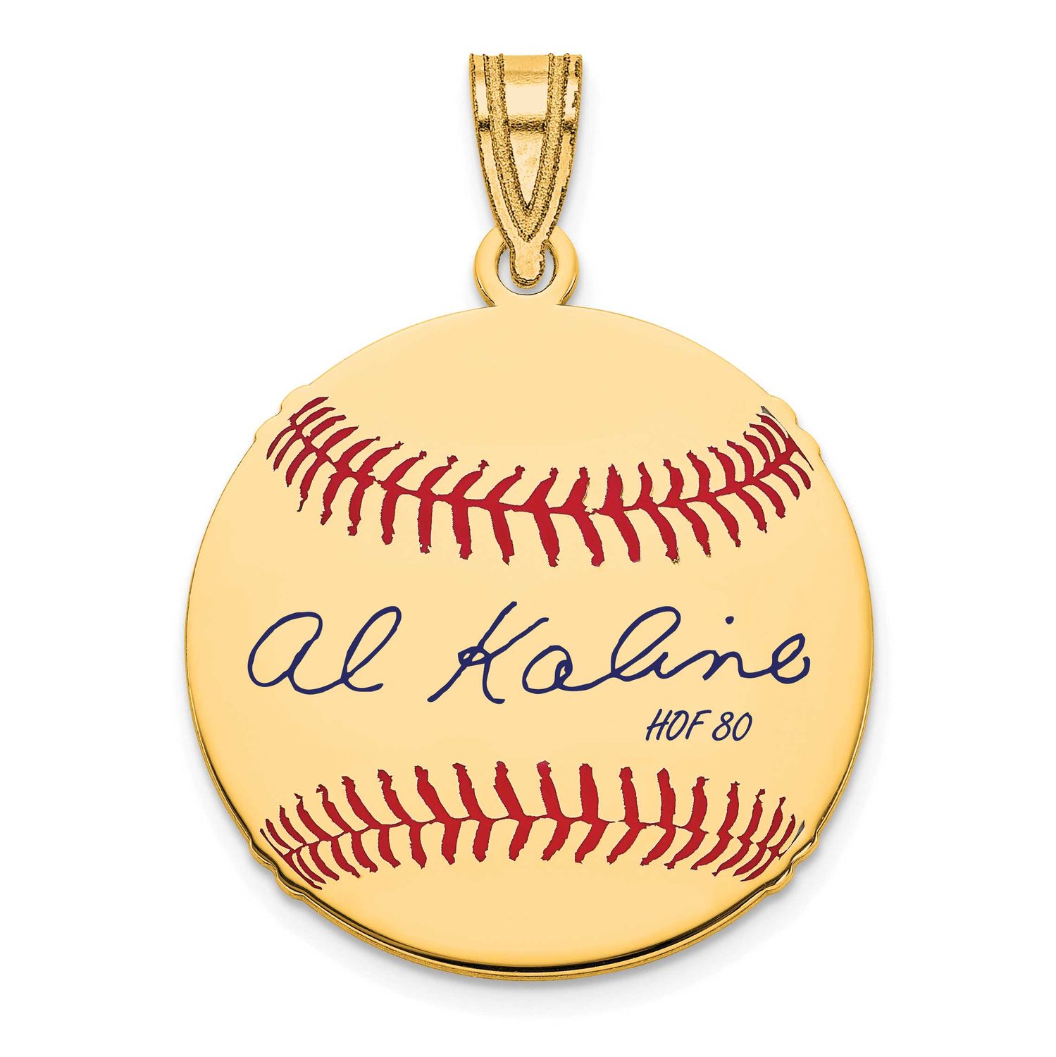 Al Kaline Hall of Fame Signature Small Epoxy Baseball Pendant 10k Gold 1YHF11AK80, UPC: