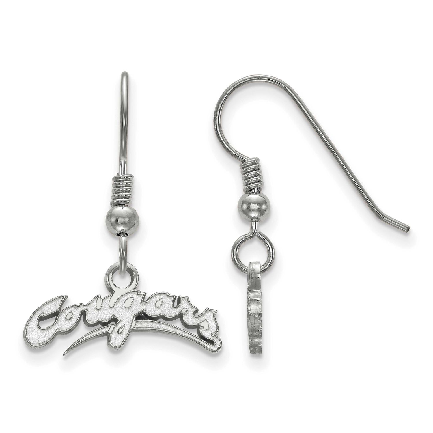 Washington State University Cougars Script Extra Small Dangle Wire Earrings Sterling Silver Rhodium…
