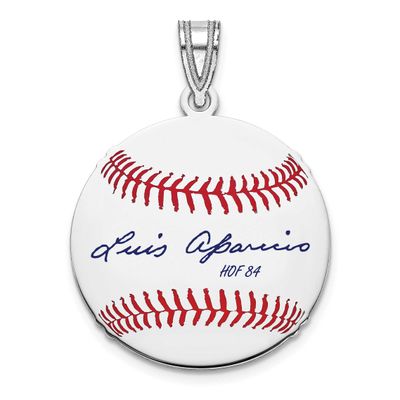 Luis Aparicio Hall of Fame Signature Small Epoxy Baseball Pendant Sterling Silver SSHF11LA84, UPC: