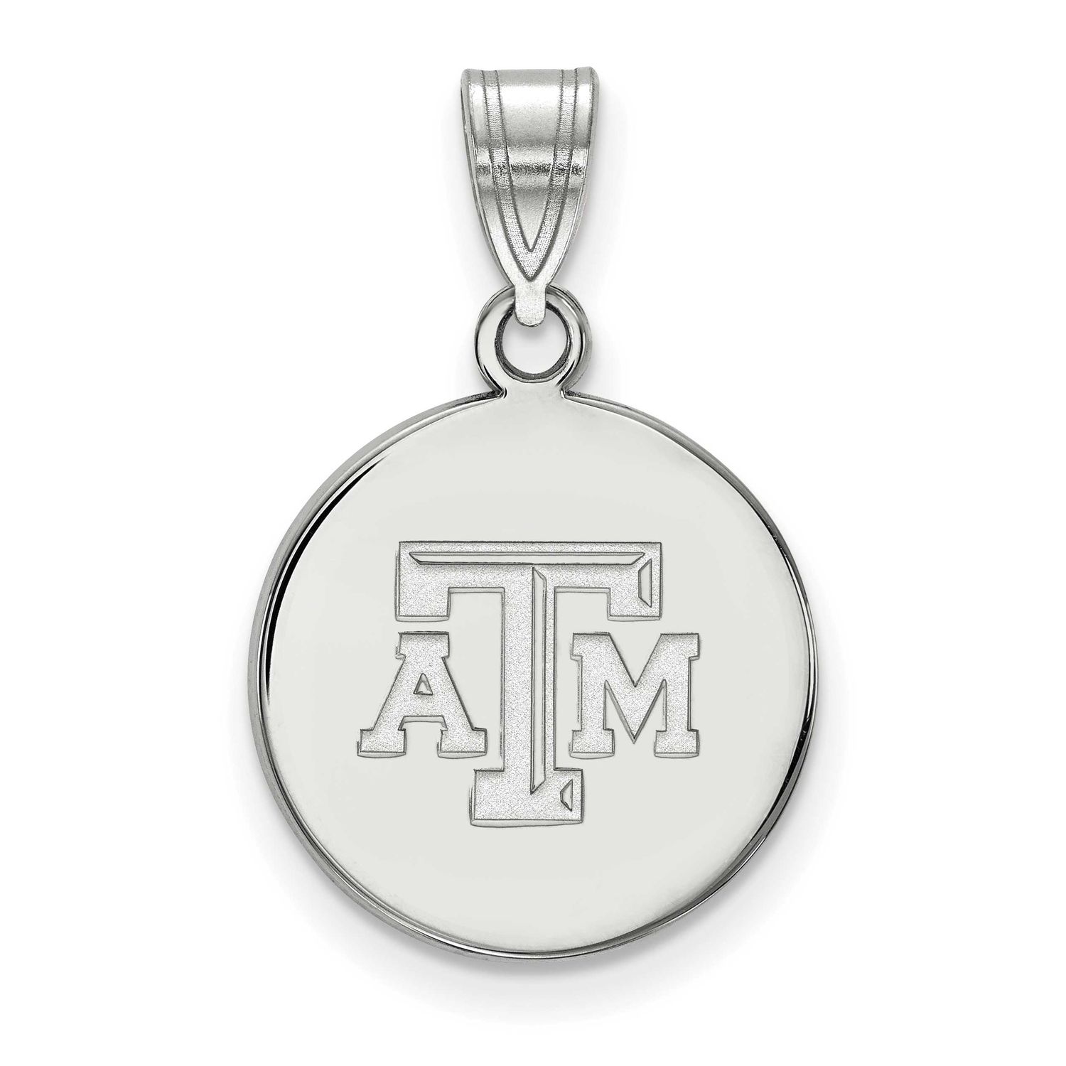 Texas A And M University T-A-M Medium Disc Pendant Sterling Silver Rhodium-plated SS033TAM, UPC: 88…
