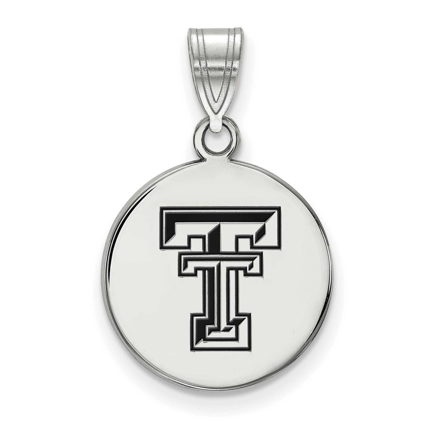 Texas Tech University T-T Medium Enameled Disc Pendant Sterling Silver Rhodium-plated SS040TXT, UPC…