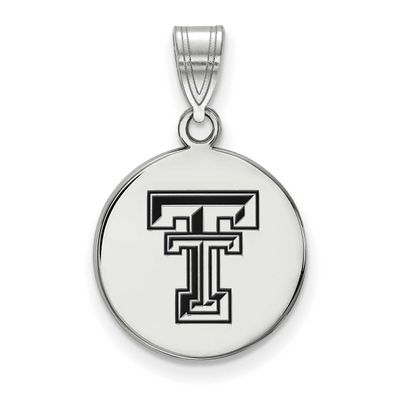 Texas Tech University T-T Medium Enameled Disc Pendant Sterling Silver Rhodium-plated SS040TXT, UPC…
