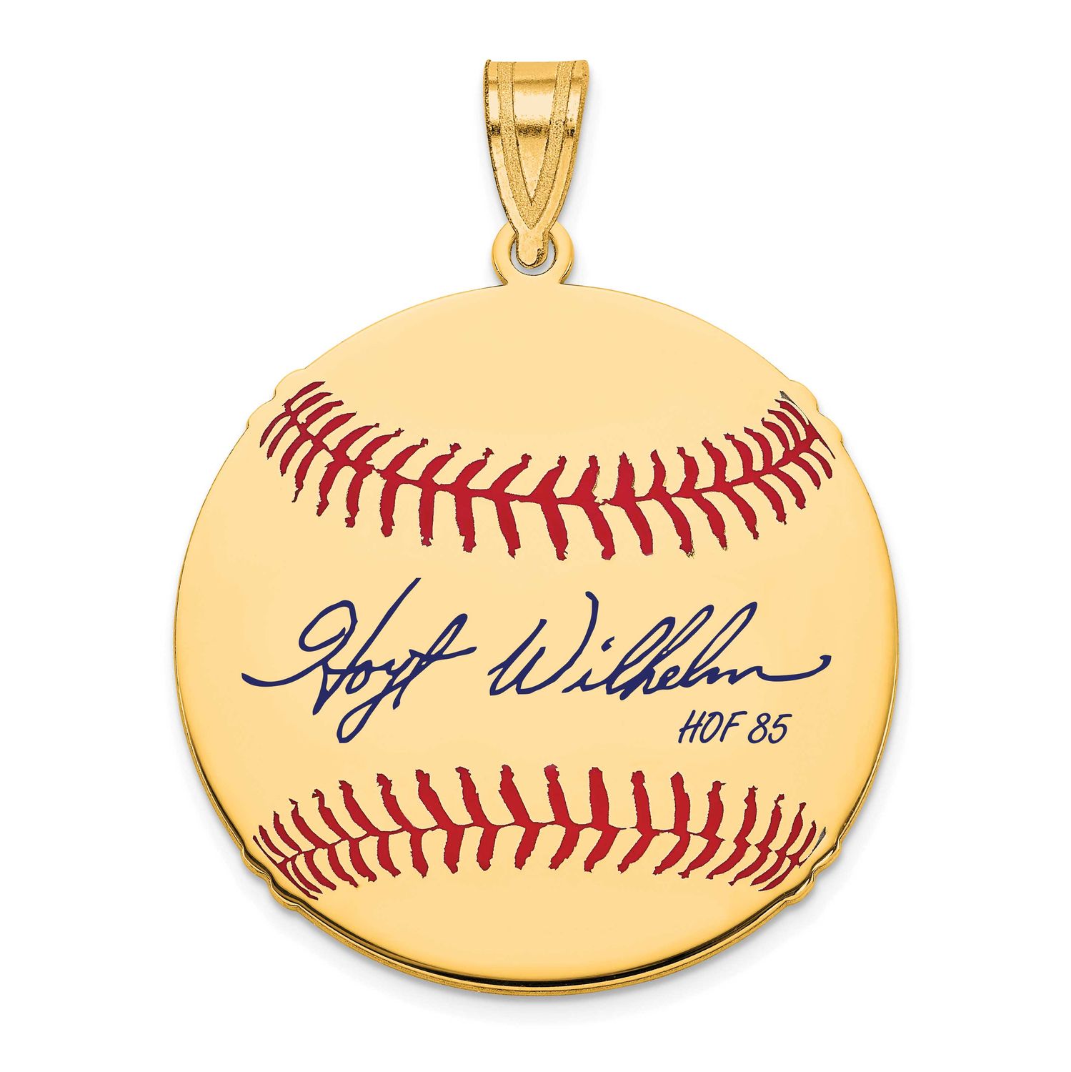 Hoyt Wilhelm Hall of Fame Signature Medium Epoxy Baseball Pendant 14k Gold 4YHF10HW85, UPC: