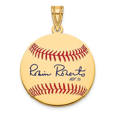 Robin Roberts Hall of Fame Signature Small Epoxy Baseball Pendant 10k Gold 1YHF11RR76, UPC:
