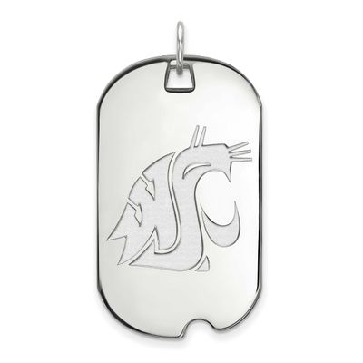 Washington State University Cougar Large Dog Tag Pendant 10k White Gold 1W021WAS, UPC: 886774782959