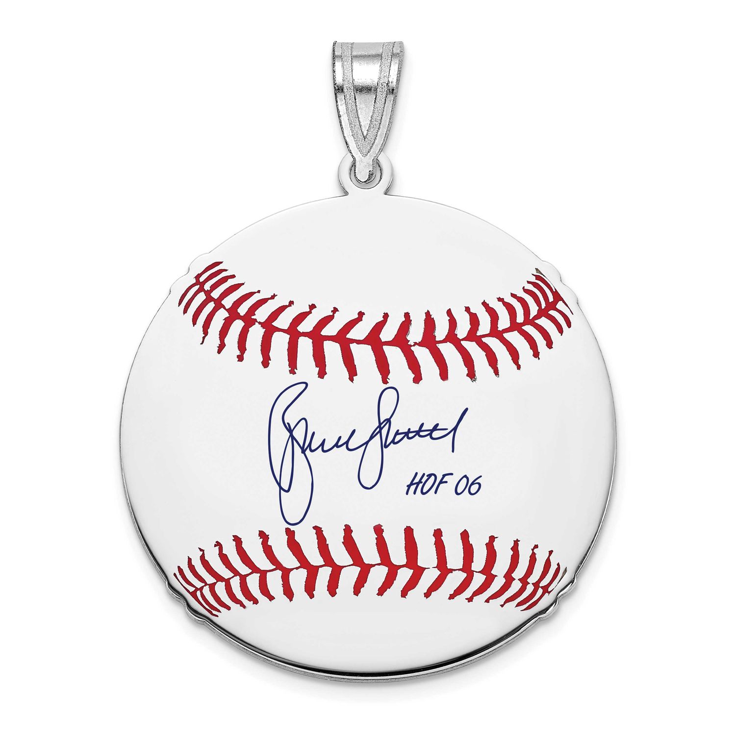 Bruce Sutter Hall of Fame Signature Medium Epoxy Baseball Pendant Sterling Silver SSHF10BS06, UPC: