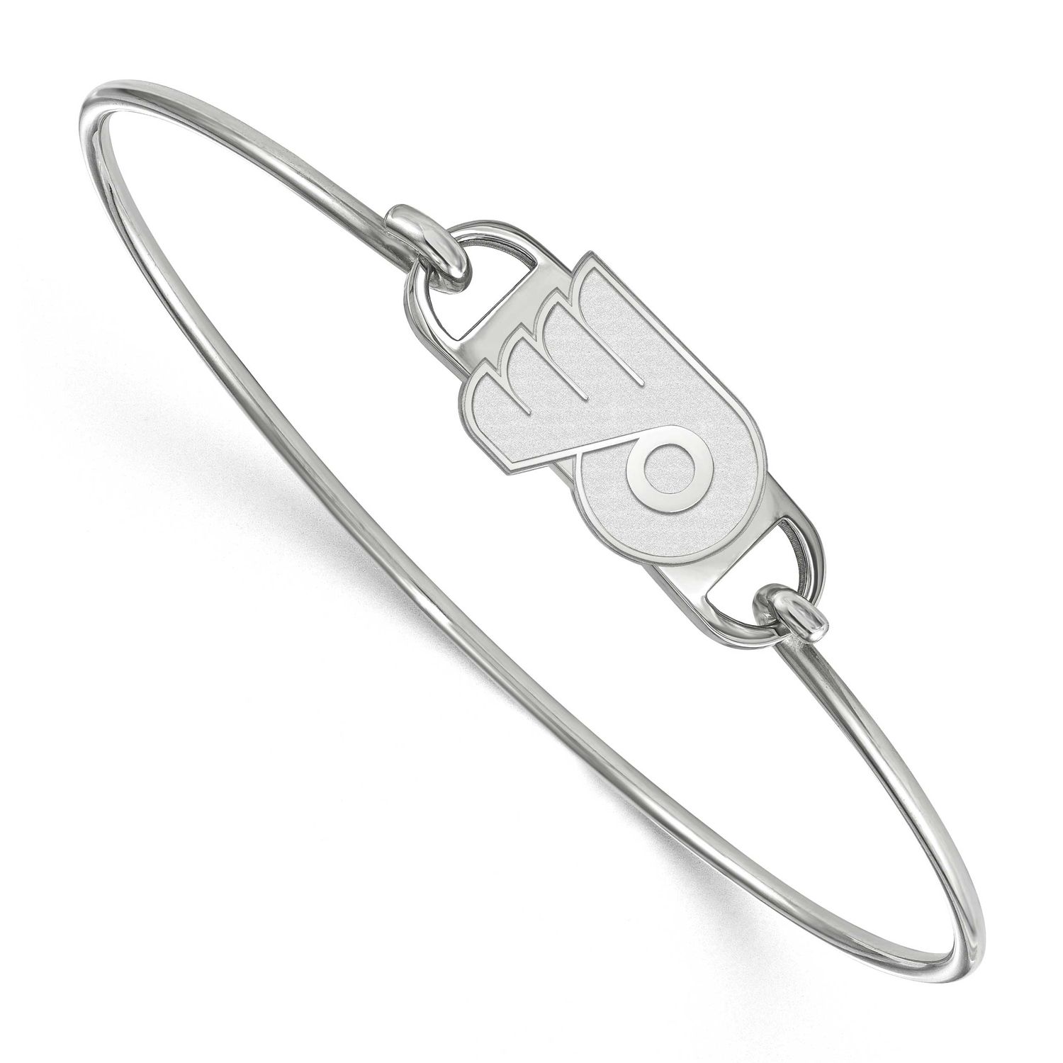 NHL Philadelphia Flyers Small Center 7 Inch Wire Bangle Sterling Silver Rhodium-plated SS015FLY-7, …