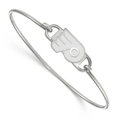 NHL Philadelphia Flyers Small Center 7 Inch Wire Bangle Sterling Silver Rhodium-plated SS015FLY-7, …