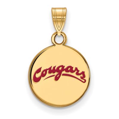 Washington State University Cougars Script Small Enameled Disc Pendant Gold-plated Sterling Silver …
