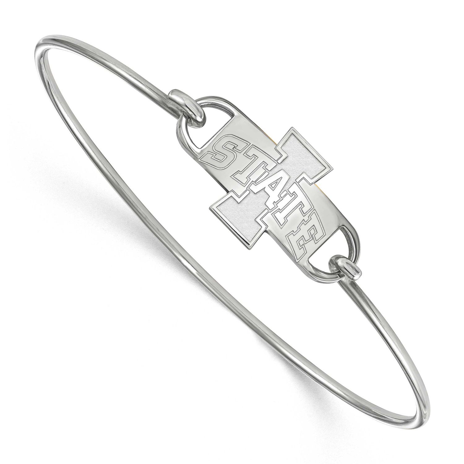 Iowa State University Medium Center 7 Inch Wire Bangle Sterling Silver Rhodium-plated SS008IAS-7, U…