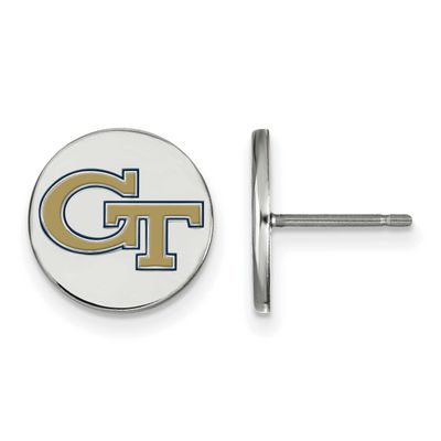 Georgia Institute of Technology Small Enamel Disc Earring Sterling Silver SS038GT, UPC: