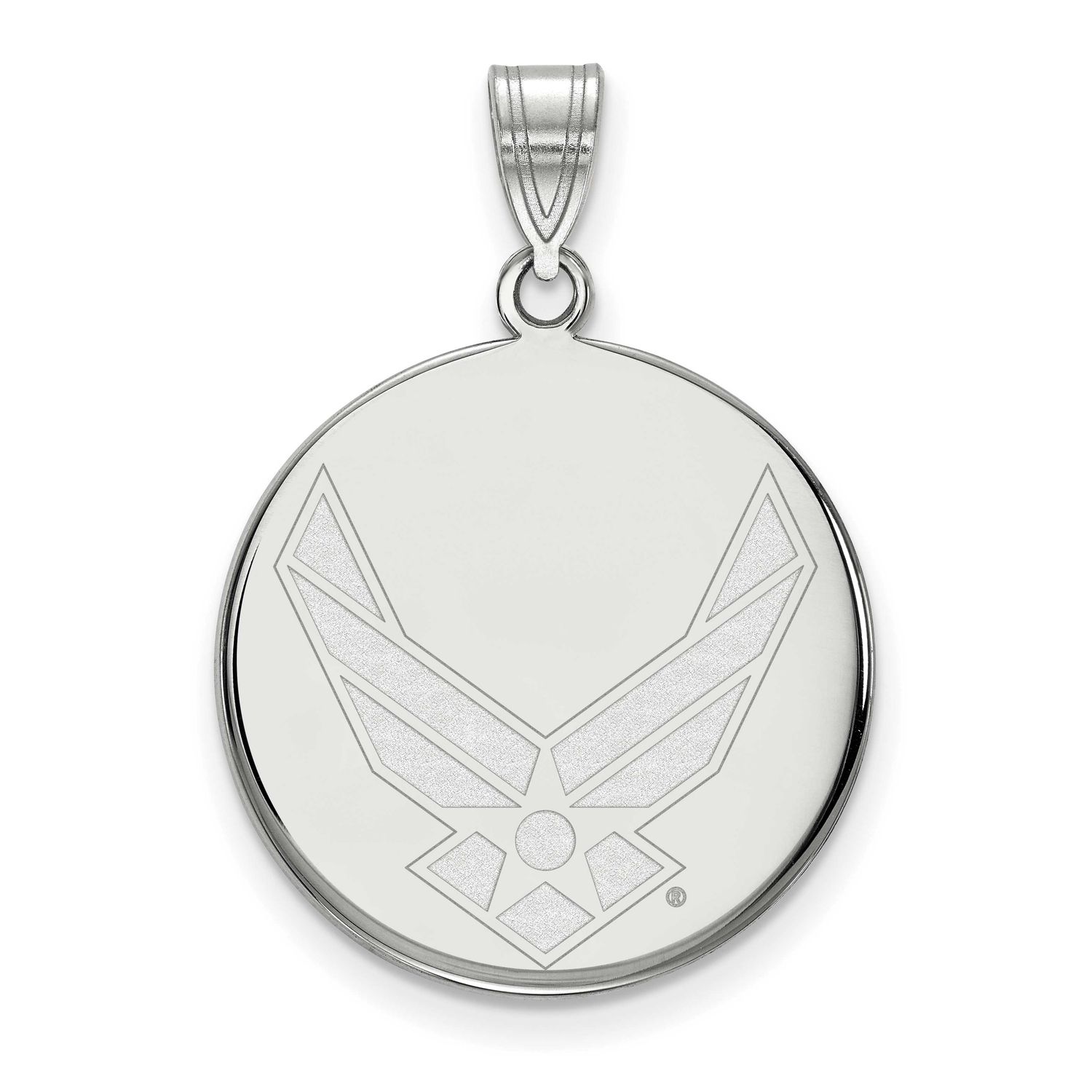 U.S. Air Force Large Disc Pendant Sterling Silver Rhodium-plated SS032USAF, UPC: 191101121685